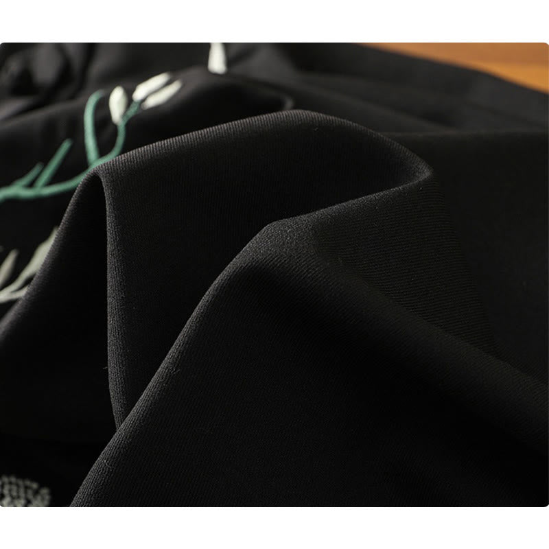 Print Skirt Embroidery Set Tassel Shirt Flower