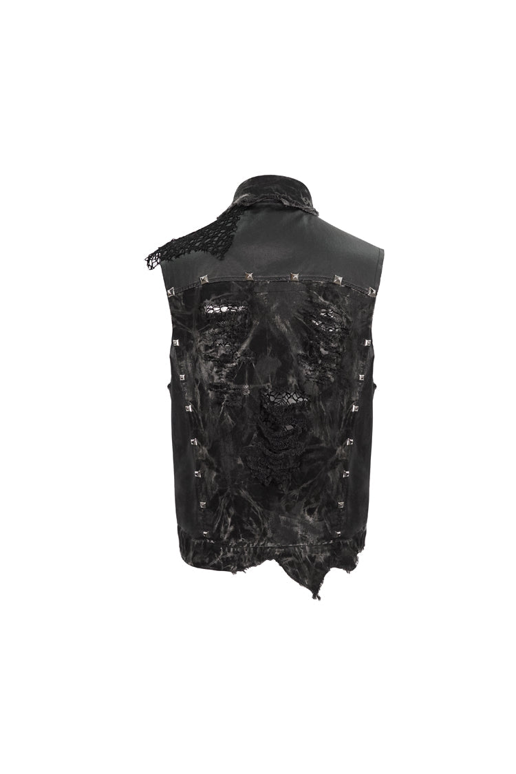 Men's Punk Vest with Skull Sheep Print and Tie-Dye Accent