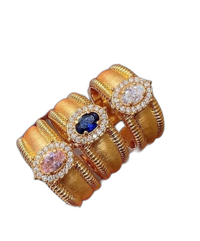 Rings Open Overgild Zircon Gold Silver Fashion Sterling