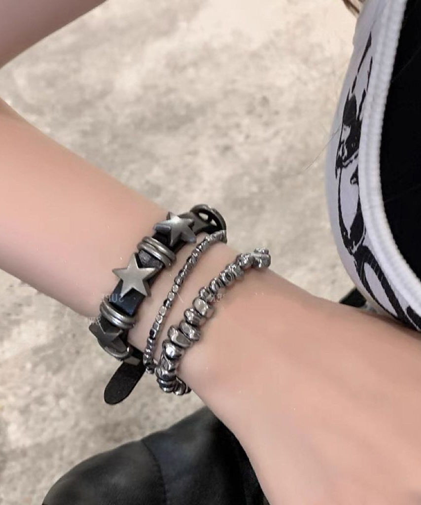 Fine PU Three-Piece Chain Star Grey Set Alloy Bracelet
