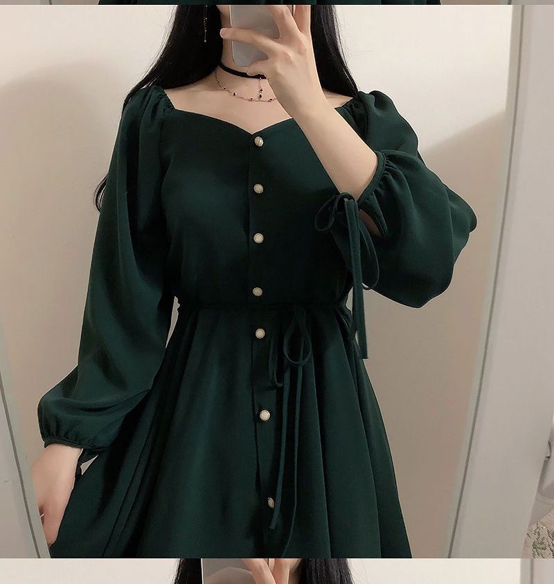 Langärmliges Mini-A-Linien-Kleid mit herzförmigem Ausschnitt