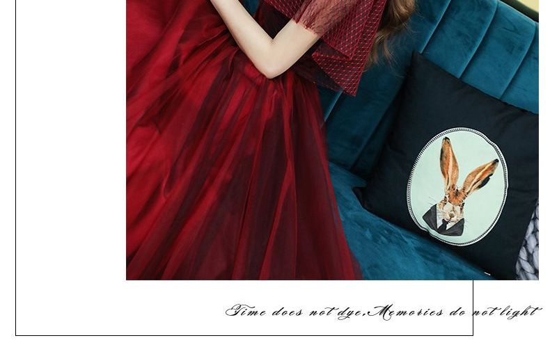 Ruffle-Sleeve Paneled A-Line Mesh Evening Gown