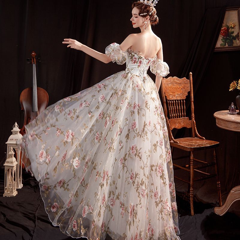 Floral A-Line Evening Gown
