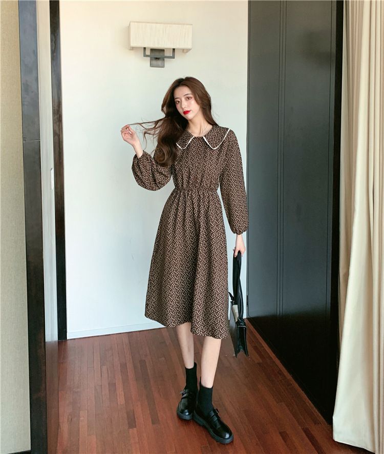 Peter Pan Collar Floral Print A