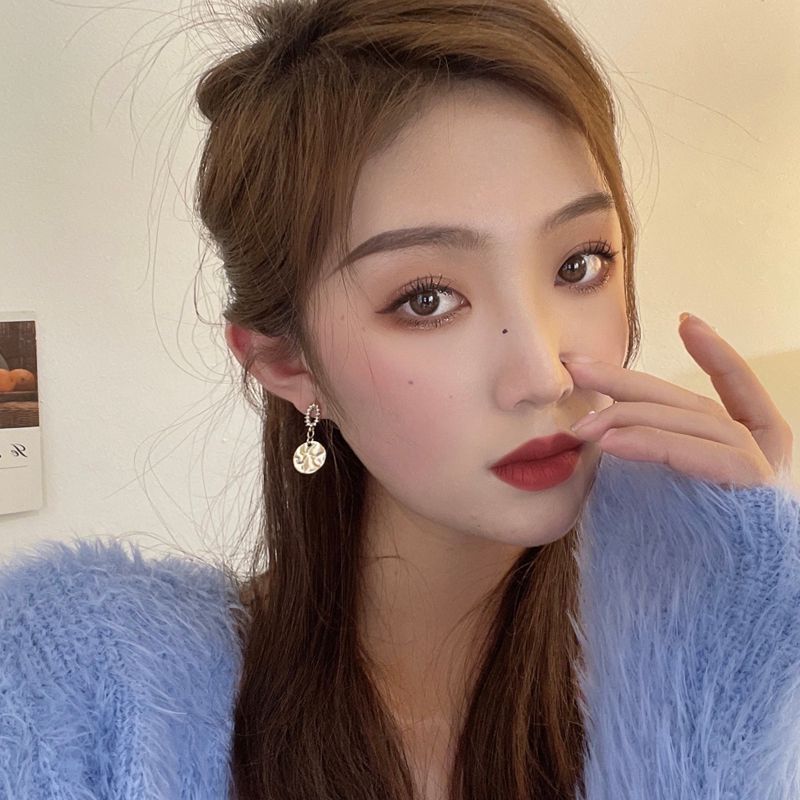 Rhinestone Floral Drop Earring / Clip-On Earring