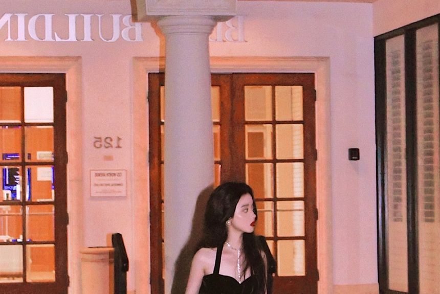 Spaghetti Strap Slit Midi Party Dress