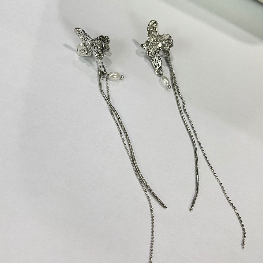 Drop Shirred Fringed Clip-On Earring