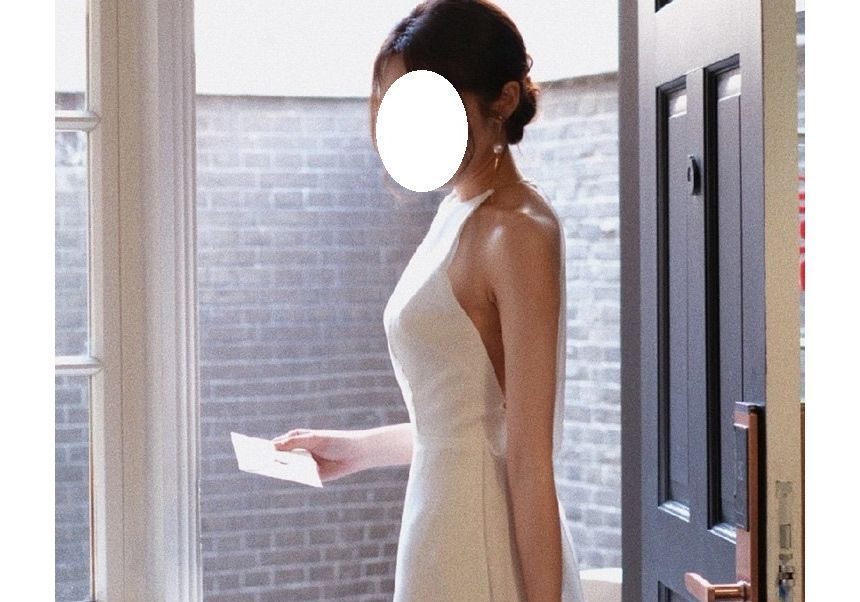 Sleeveless Halter Plain Open Back A-Line Wedding Gown