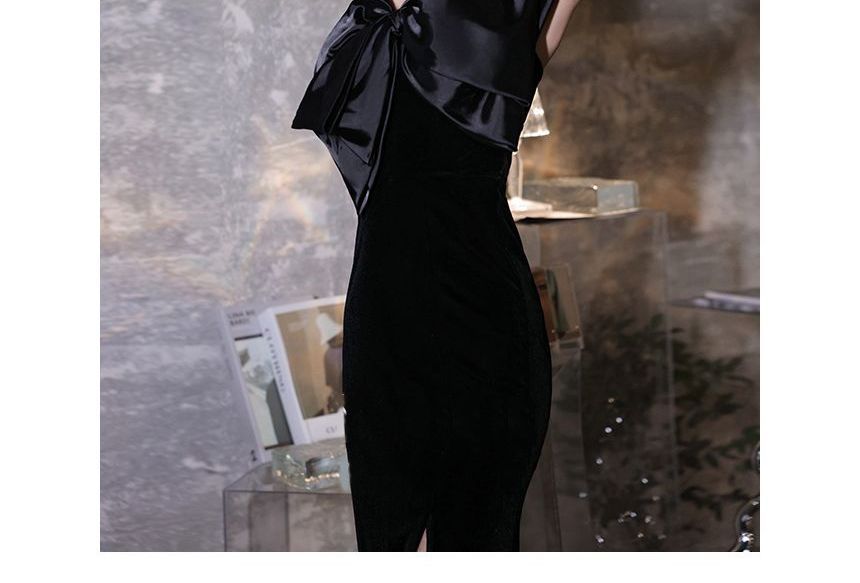 Spaghetti Strap Bow Mermaid Evening Dress