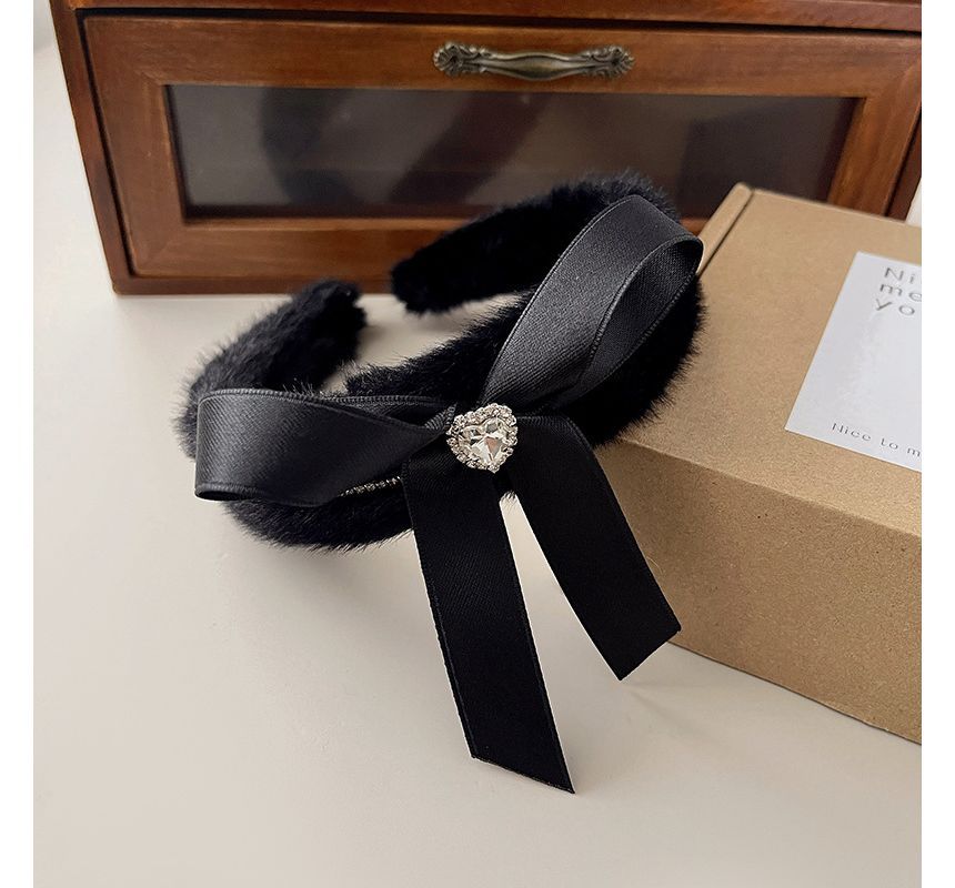 Rhinestone Headband Bow Fluffy