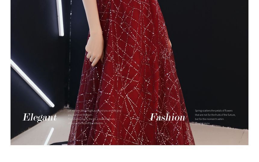 Strapless Floral Rhinestone A-Line Mesh Evening Gown