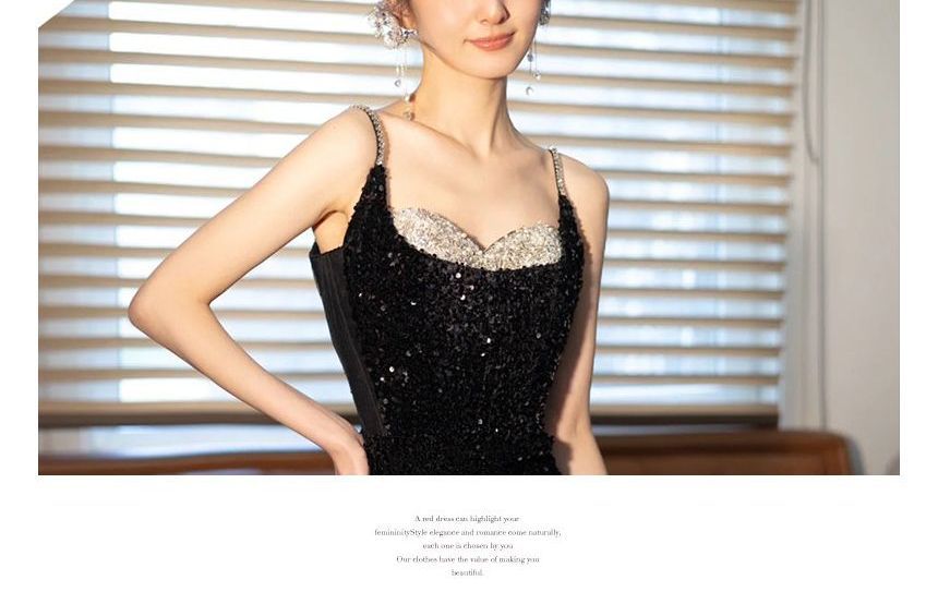 Two Evening Panel Strap Spaghetti Mesh Tone Sequin Gown Mermaid