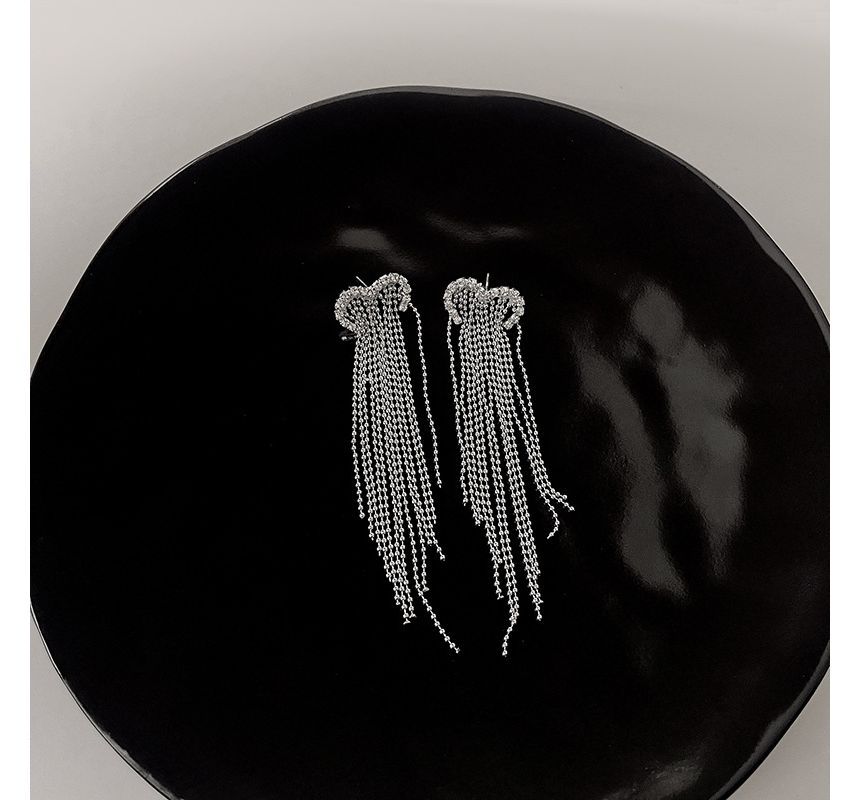 Heart Earring Fringed Alloy