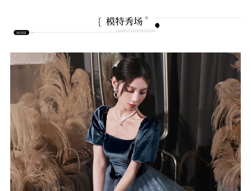 Evening A-Line Gown Glitter Scoop Neck