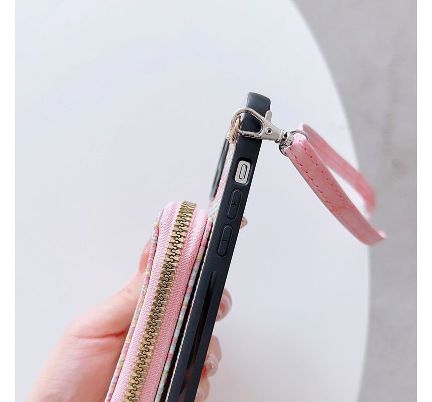 Plaid Fabric Card Holder Phone Case