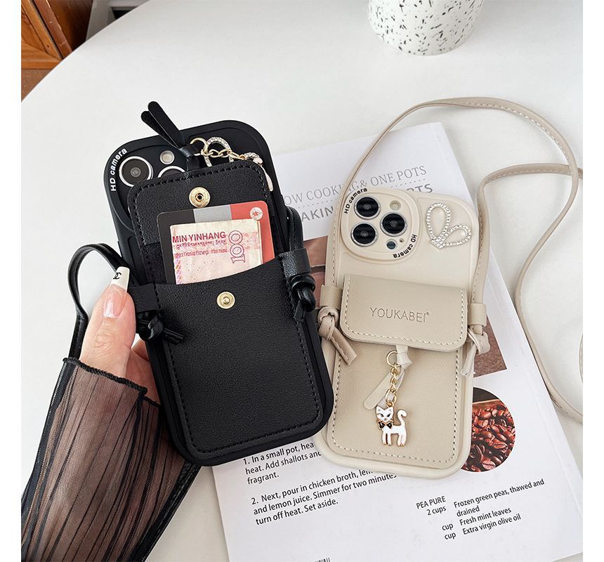 Cat Pendant Card Holder Phone Case