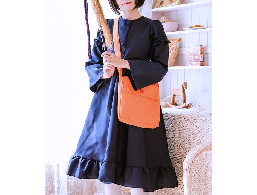 Pouch Nylon Plain Crossbody Buttoned