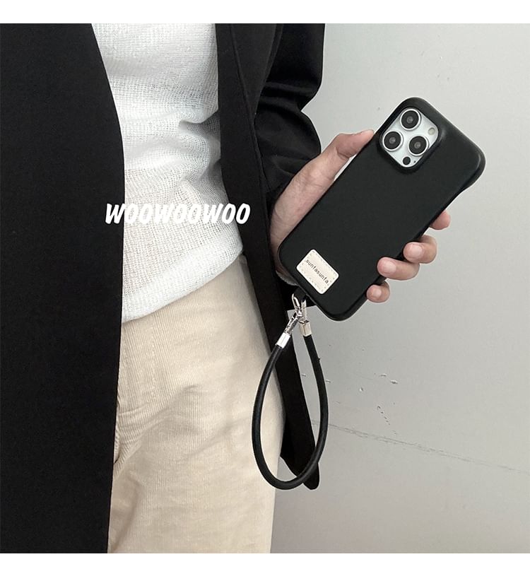 Lettering Applique Faux Leather Phone Case