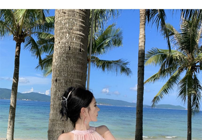 Halter Neck Gradient Midi Shift Dress