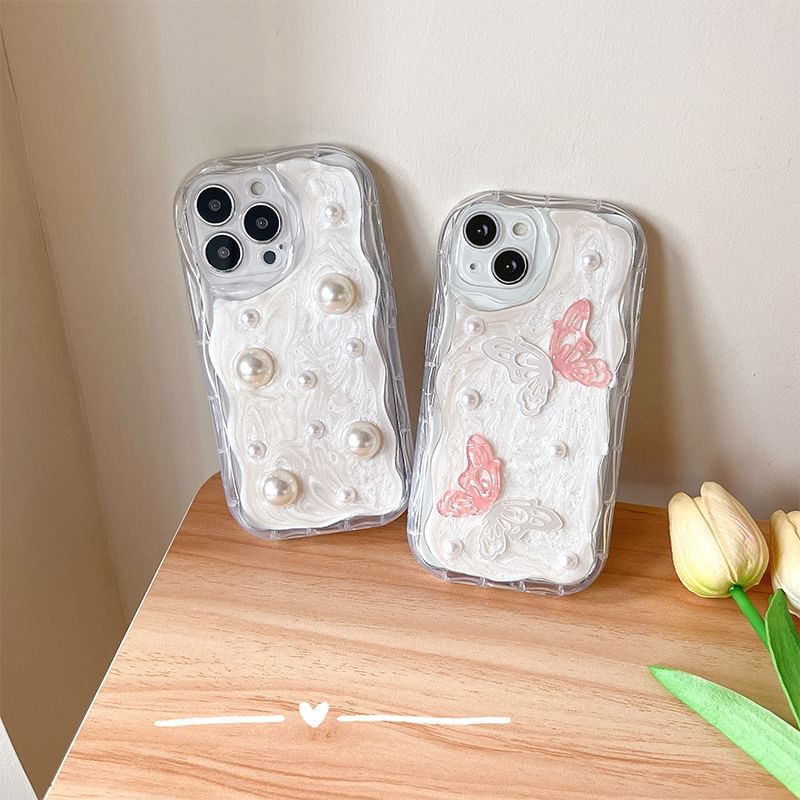 Butterfly Faux Pearl Phone Case