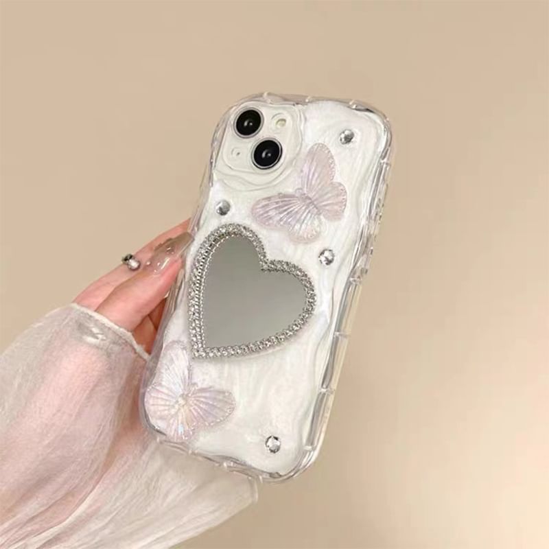 Butterfly Heart Mirrored Phone Case