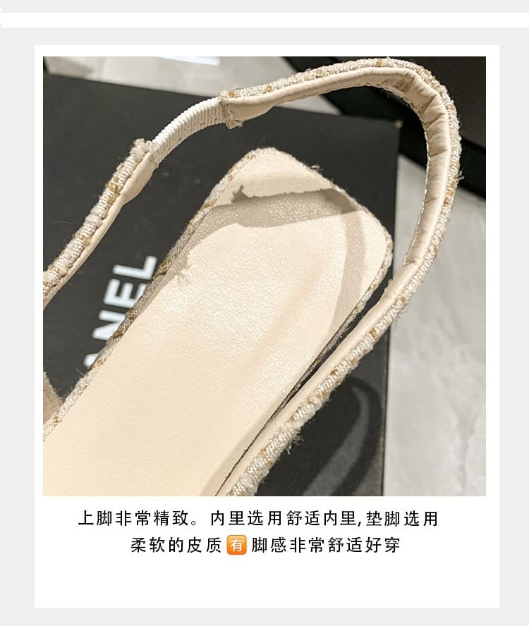 Pointed Toe Tweed Slingback Pumps