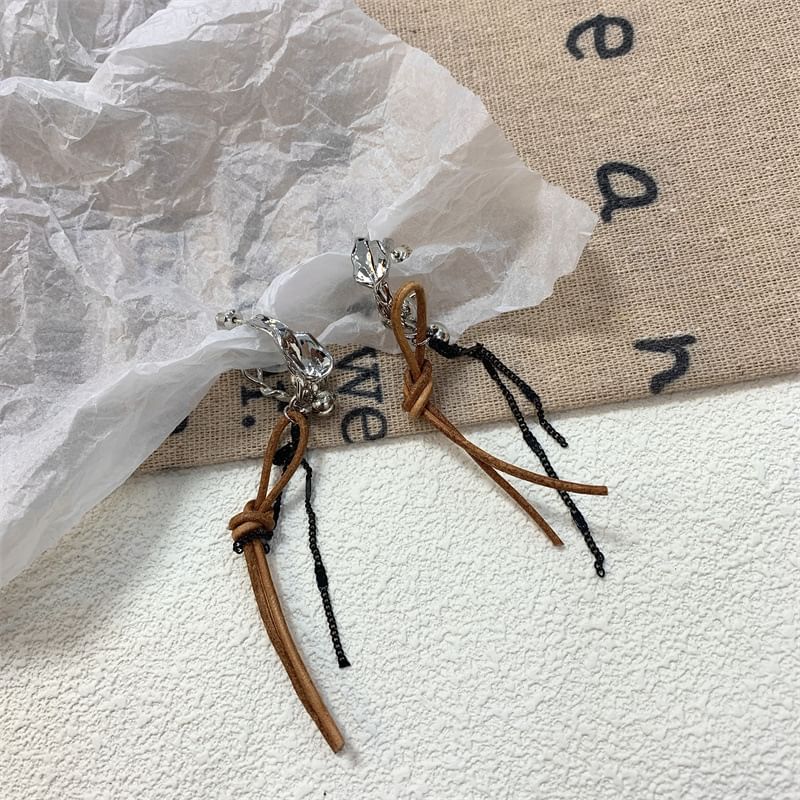 Faux Earring Alloy Dangle Cord Leather