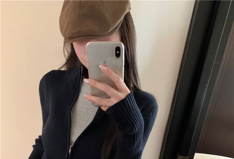 Zip Slim-Fit Plain Sweater