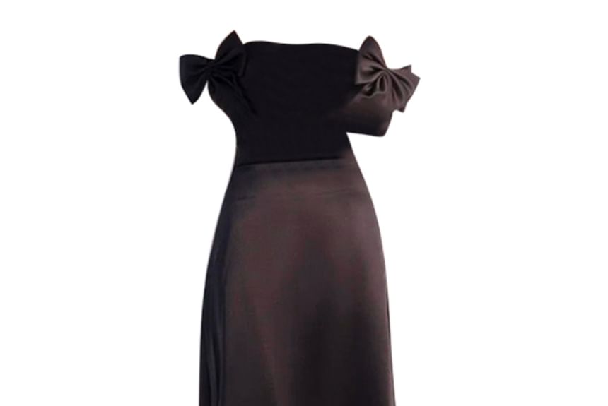 Off Shoulder Plain Sheath Evening Gown
