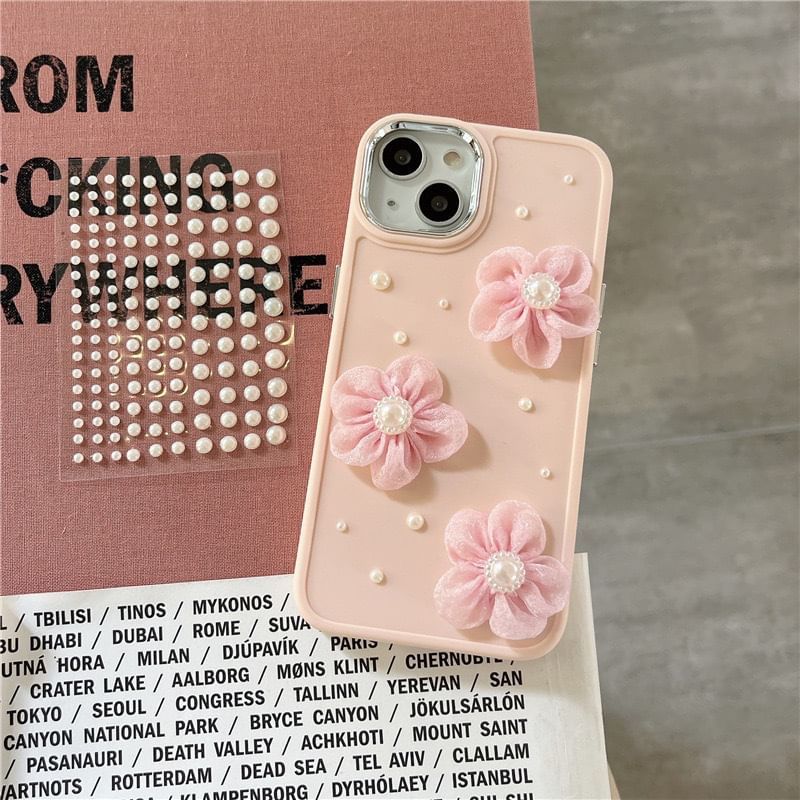 Floral Lace Faux Pearl Phone Case