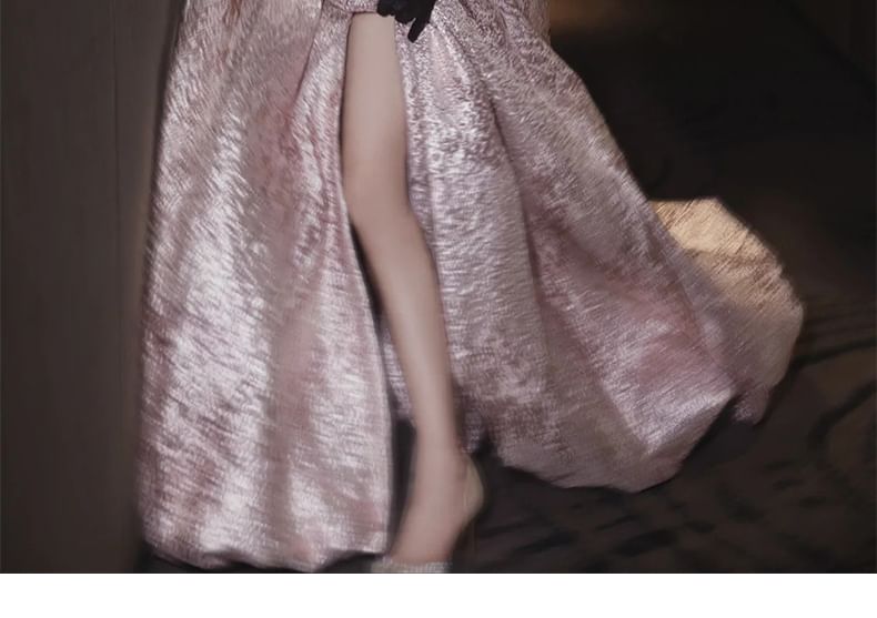 Tube Velvet A-Line Panel Ruched Gown Evening