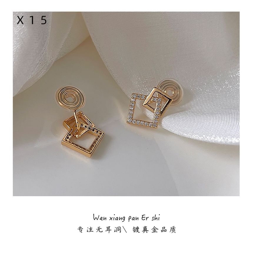 Alloy Rhinestone Ear Cuff Square