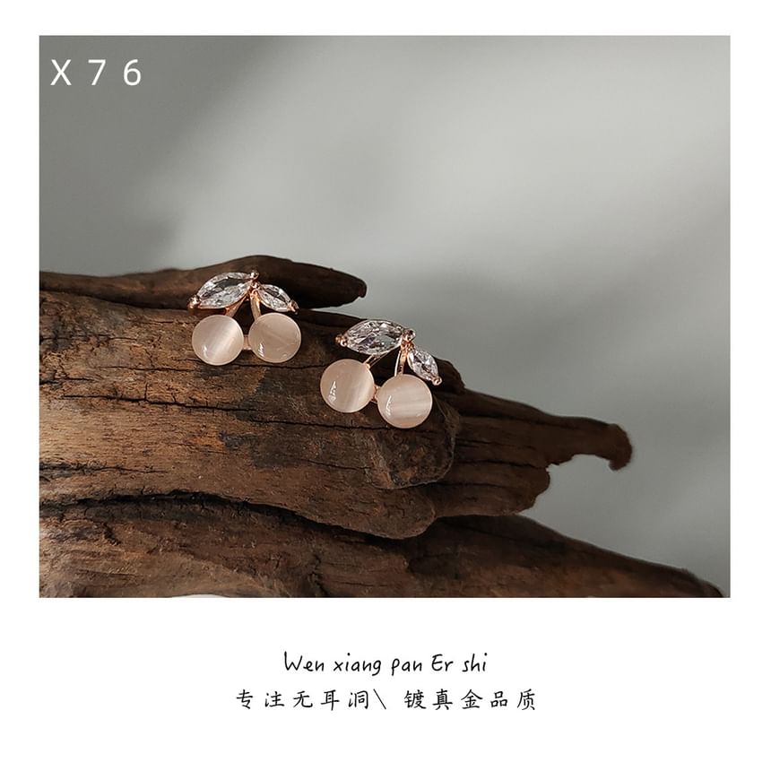 Alloy Rhinestone Cherry Faux Stone Eye Cat Ear Cuff