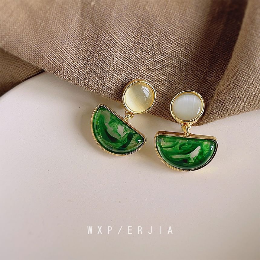 Earring Geometric Gemstone Drop Alloy Faux