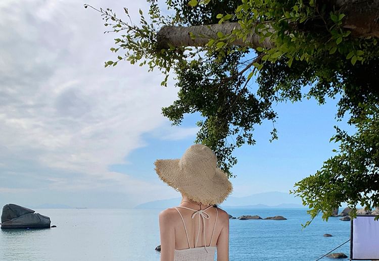 Sleeveless V-Neck Plain Maxi A-Line Dress