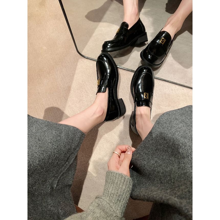 Faux Leather Loafers Buckled