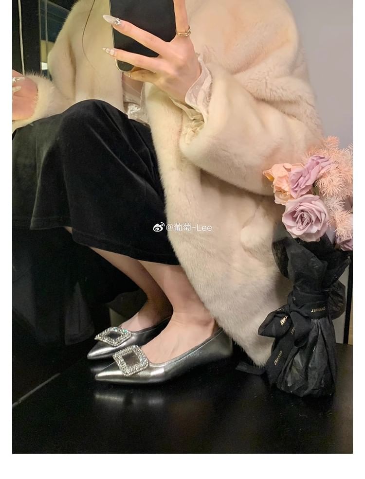 Rhinestone Pointy Buckled Flats