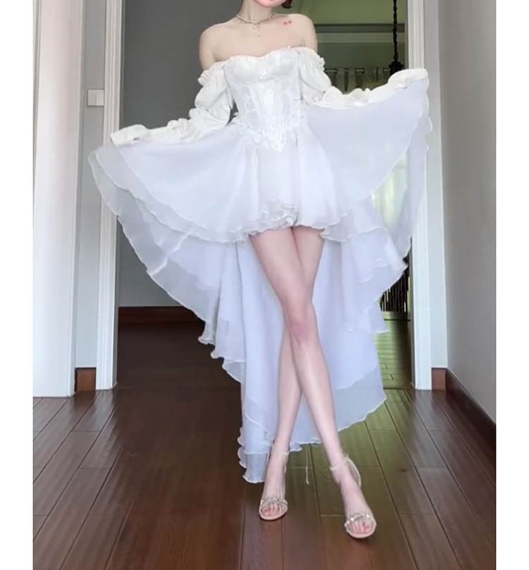 Off Shoulder Dip Back Cocktail Dress