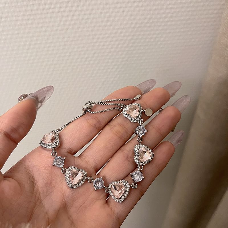 Rhinestone Heart Bracelet