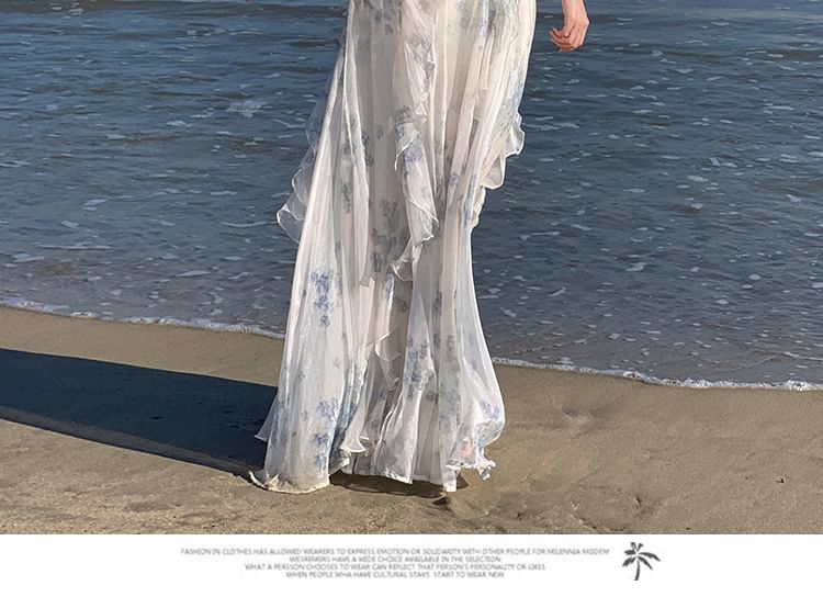 Off Shoulder Floral A-Line Evening Gown