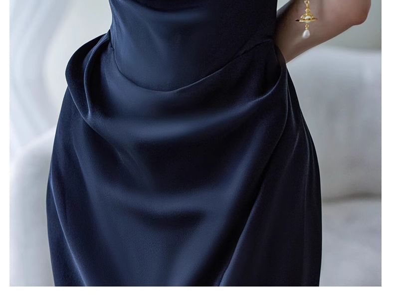 Off-Shoulder Plain Ruched Trained Mermaid Evening Gown