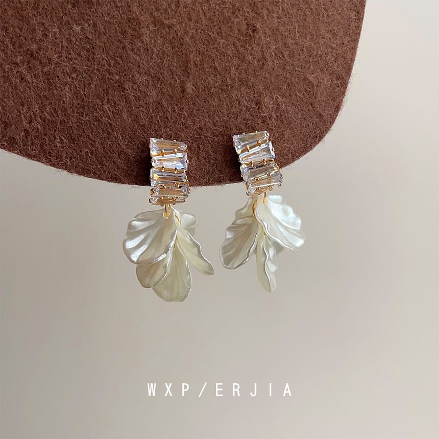 Petal Rhinestone Alloy Drop Earring