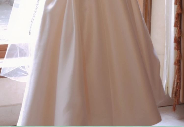 Sleeveless Plain Midi A-Line Wedding Dress
