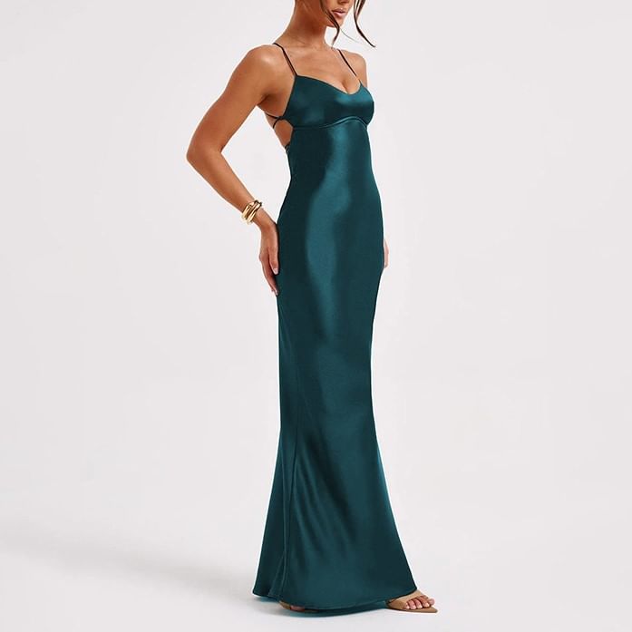 Spaghetti Strap Plain Mermaid Evening Dress