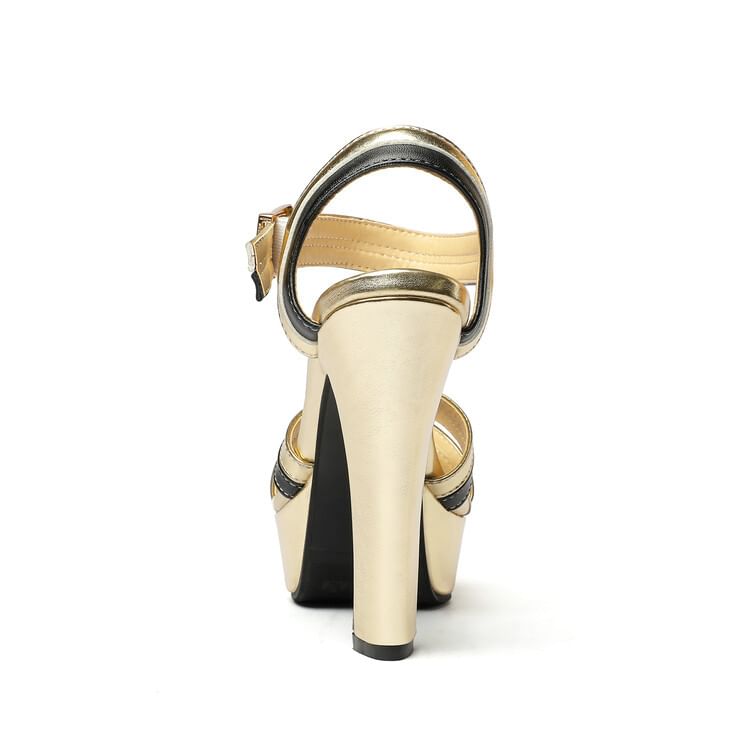 Cross Strap Platform Chunky Heel Sandals