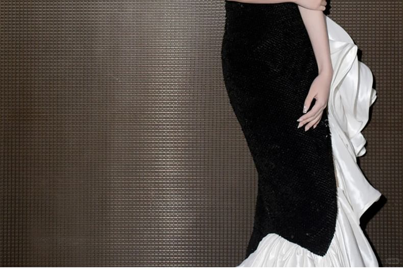 Panel Tone Mermaid Two Gown Tube Evening Ruffle