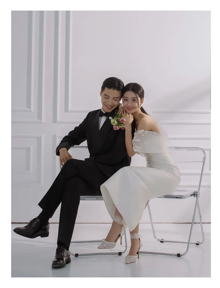 Wedding Sheath Flower Off Shoulder Gown