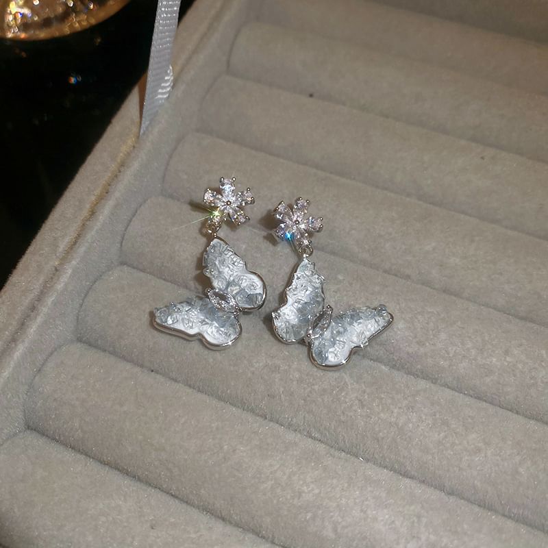 Butterfly / Faux Pearl Faux Crystal Alloy Earring (Various Designs)