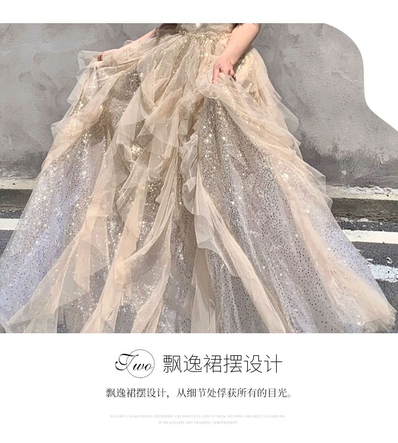 A-Line Evening Gown Rhinestone Plain