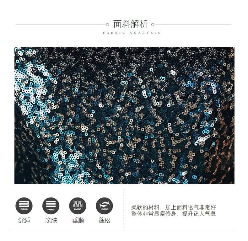 Sequin Gradient Gown Evening Shoulder Sleeveless Mermaid One